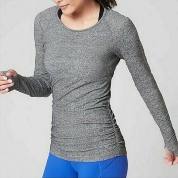 Athleta Tops - Athleta Speedlight Seamless Top Gray Long Sleeve Ruched Sides Size Large